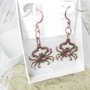 Copper Atlantic Red Crab Earrings